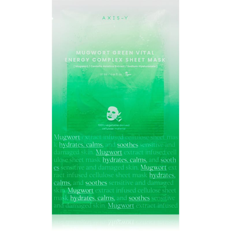 AXIS-Y Mugwort Green Vital Energy Complex Sheet Mask arcmaszk hidratáló és nyugtató hatással 27 ml-Ár
