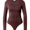 Abercrombie & Fitch Rövid body 'DRAMA SWEETHEART'  sötét barna-Hungary