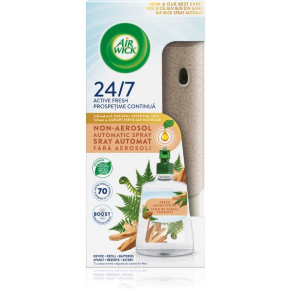 Air Wick Active Fresh Fresh Sandalwood automata légfrissítő utántöltővel 228 ml
