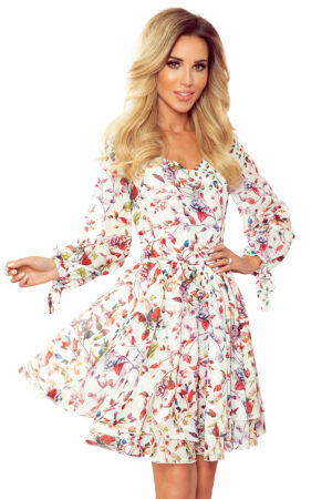 Airy chiffon dress with a Numoco neckline