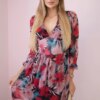 Airy dress with a floral motif in black
