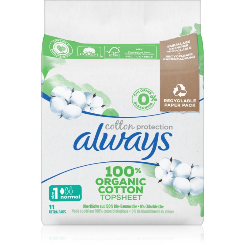 Always Cotton Protection Normal egészségügyi betétek parfümmentes 11 db-Ár