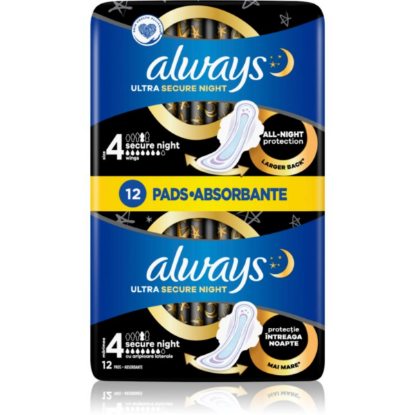 Always Ultra Secure Night egészségügyi betétek 12 db-Ár