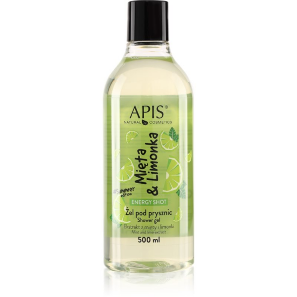 Apis Natural Cosmetics Energy Shot Mint & Lime energizáló tusfürdő gél 500 ml-ár