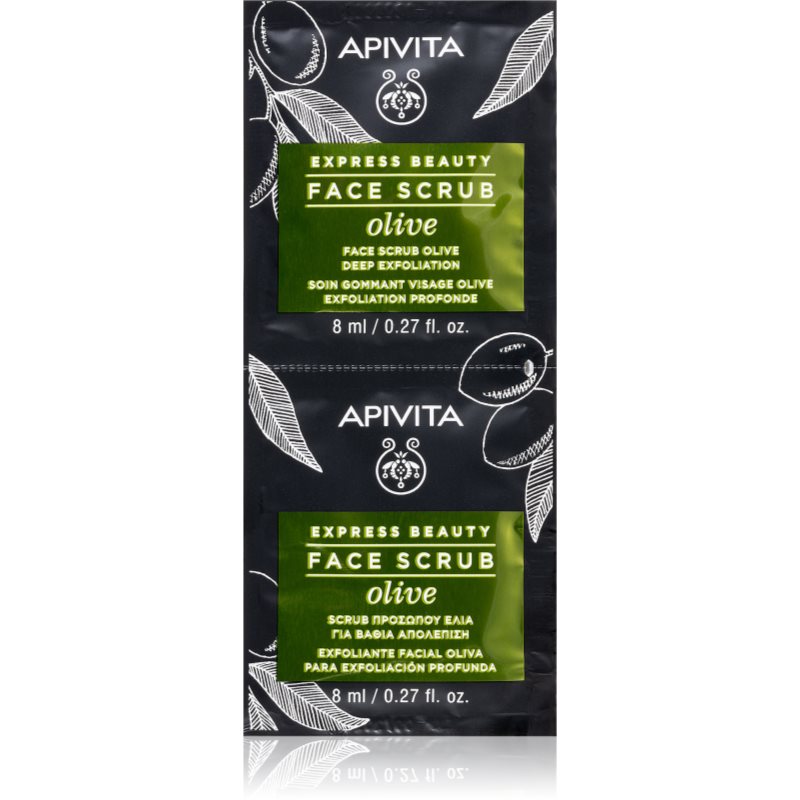 Apivita Express Beauty Exfoliating Face Scrub Olive intenzív tisztító peeling az arcra 2 x 8 ml-Eredeti