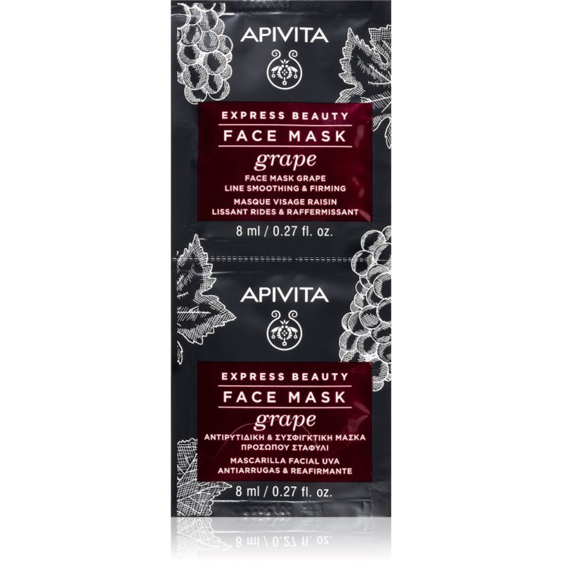 Apivita Express Beauty Firming Face Mask Grape ránctalanító és feszesítő arcpakolás 2x8 ml-Eredeti