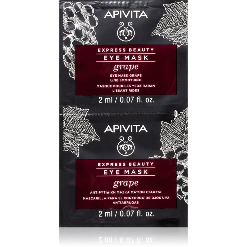 Apivita Express Beauty Line Smoothing Eye Mask Grape szemmaszk kisimító hatással 2 x 2 ml-Eredeti