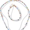 Assorted Pearlescent Layering Necklace and Ankle Set Multicolored