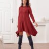 Asymmetrical Plus Size dress with burgundy pockets