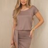 Asymmetrical cappuccino dress