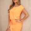 Asymmetrical dress in orange neon color