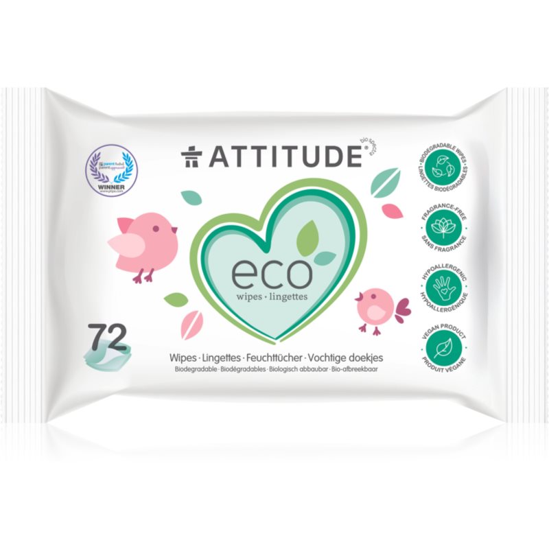 Attitude Eco nedves törlőkendők illatmentes 72 db-Ár