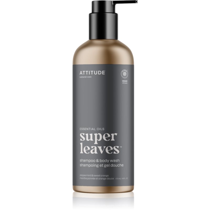 Attitude Super Leaves Essentials sampon és tusfürdő gél 2 in 1 Peppermint & Sweet Orange 473 ml-ár