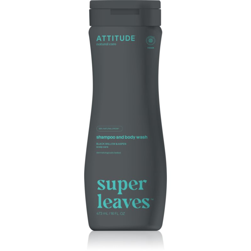 Attitude Super Leaves Scalp Care Black Willow & Aspen tusfürdő gél és sampon 2 in 1 uraknak 473 ml-Ár