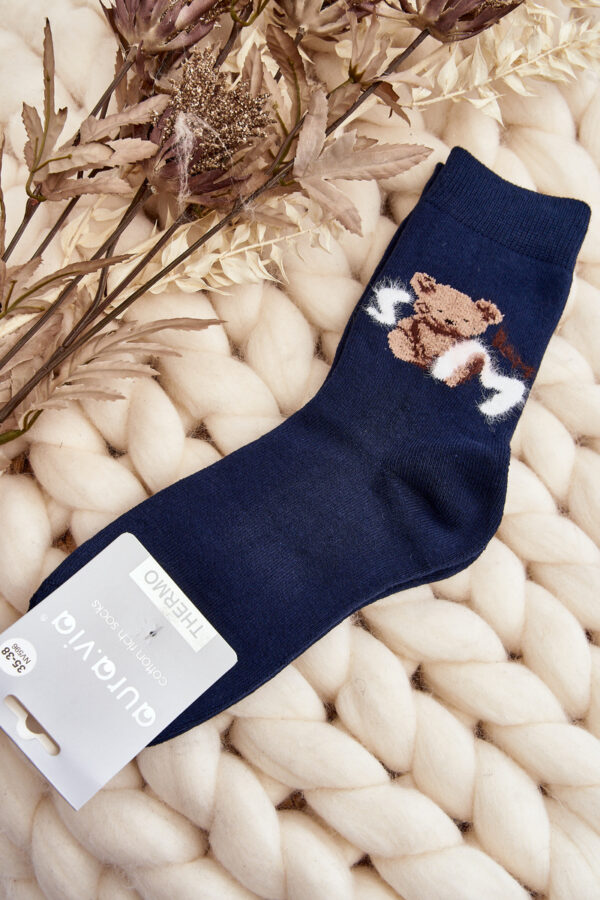 Aura.via Meleg pamut zokni Teddy Bear Navy színnel