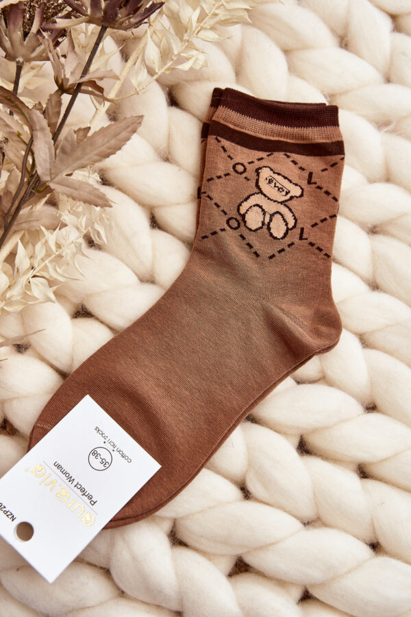 Aura.via Női mintás zokni Bear Brown színével