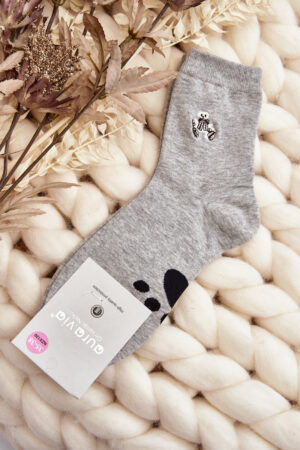 Aura.via Női pamut zokni Teddy Bear Grey folttal