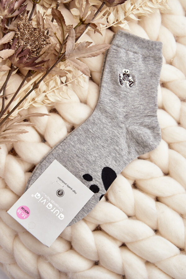 Aura.via Női pamut zokni Teddy Bear Grey folttal