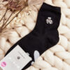 Aura.via Női pamut zokni Teddy Bear Patch Black