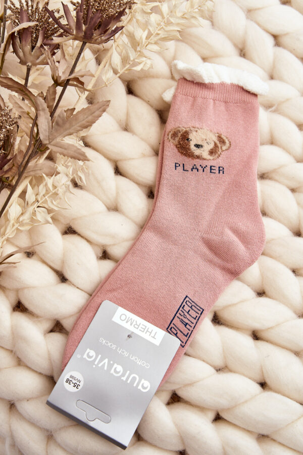 Aura.via Vastag pamut zokni Bear Pink