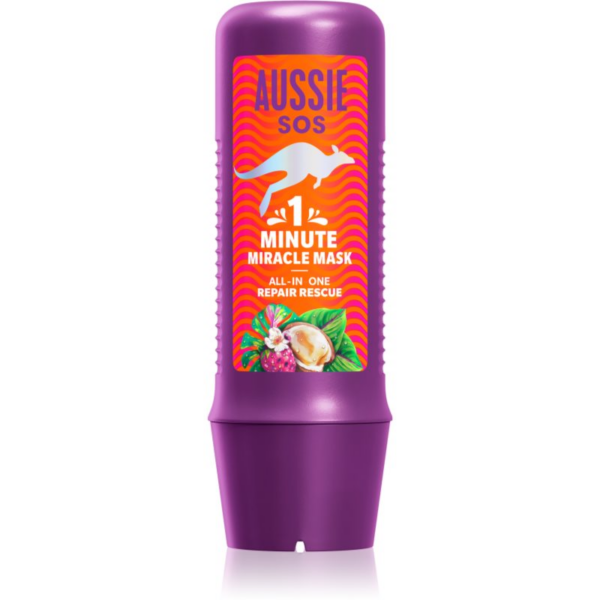 Aussie 1 Minute Miracle Repair Rescue intenzíven tápláló maszk száraz és sérült hajra 250 ml
