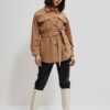 Autumn shirt jacket with belt