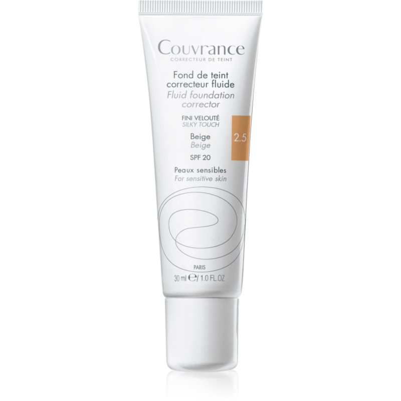 Avène Couvrance Fluid Foundation Corrector hosszan tartó és erősen fedő alapozó SPF 20 árnyalat 2.5 Beige 30 ml-Eredeti