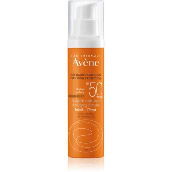Avène Sun Anti-Aging Suncare Tinted védő és tonizáló folyadék arcra a pigment foltok ellen SPF 50+ 50 ml-ár