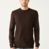 Avva Men's Brown Crew Neck Front Textured Regular Fit Knitwear Sweater