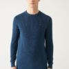 Avva Men's Indigo Crew Neck Jacquard Slim Fit Slim Fit Knitwear Sweater