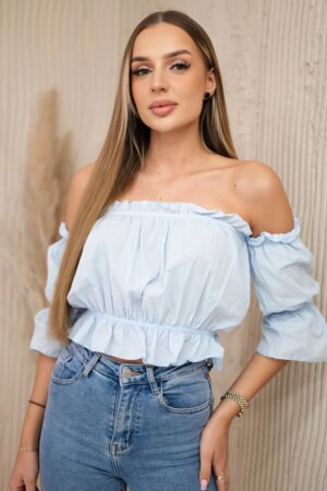 Azure blouse without shoulders