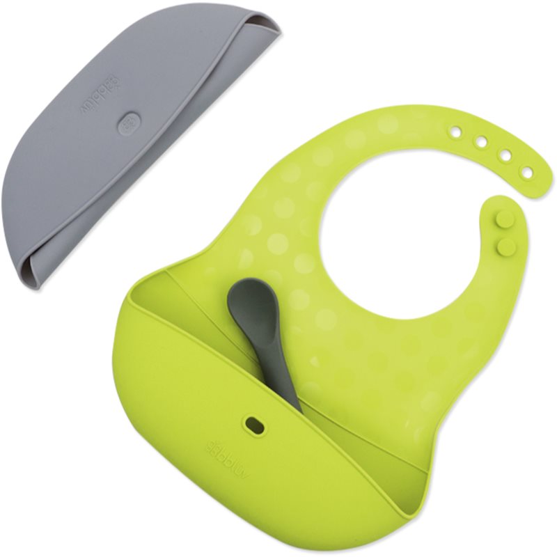 BBLÜV Pöket előke kanállal Grey/Lime 2 db-ár