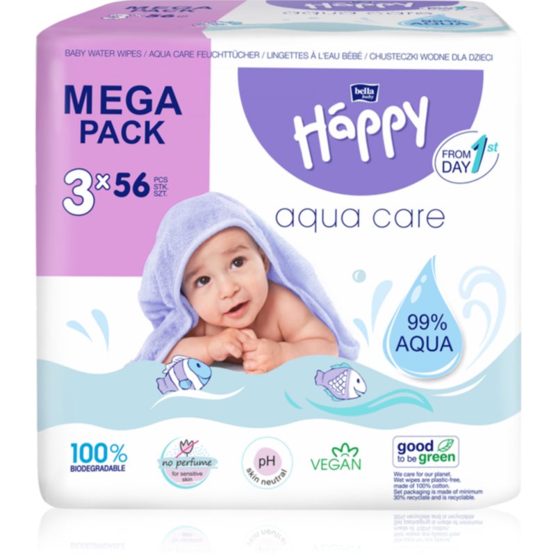 BELLA Baby Happy Aqua care nedves törlőkendő gyerekeknek 3x56 db-Ár