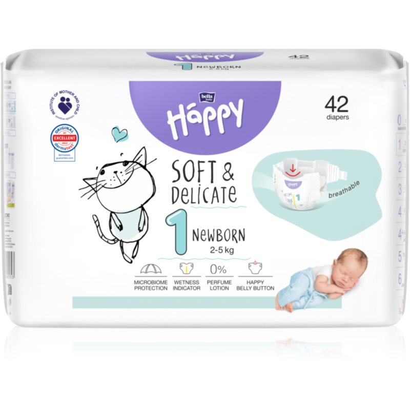 BELLA Baby Happy Soft&Delicate Size 1 Newborn eldobható pelenkák 2-5 kg 42 db-Ár