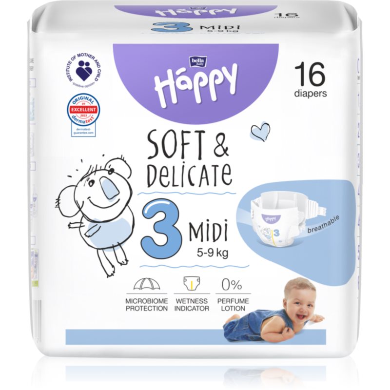 BELLA Baby Happy Soft&Delicate Size 3 MIdi eldobható pelenkák 5-9 kg 16 db-Ár
