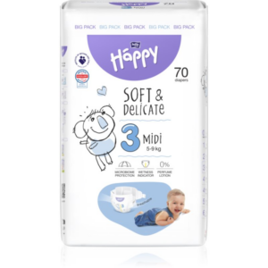 BELLA Baby Happy Soft&Delicate Size 3 MIdi eldobható pelenkák 5-9 kg 70 db-Ár