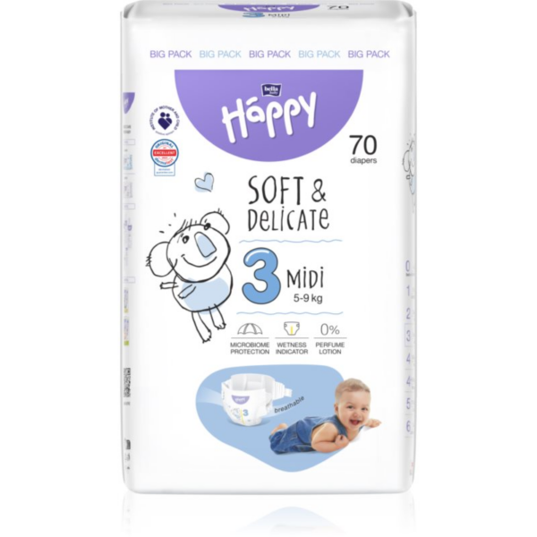 BELLA Baby Happy Soft&Delicate Size 3 MIdi eldobható pelenkák 5-9 kg 70 db-Ár