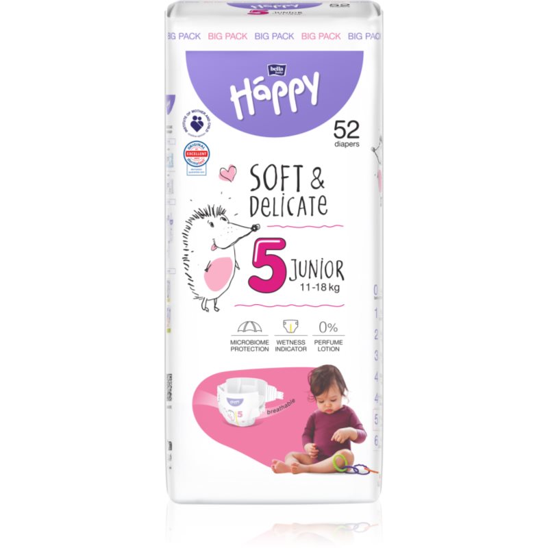 BELLA Baby Happy Soft&Delicate Size 5 Junior eldobható pelenkák 11-18 kg 52 db-Ár