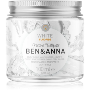 BEN&ANNA Natural Toothpaste White Fluoride fogkrém üvegtégelyben fluoriddal 100 ml-Ár