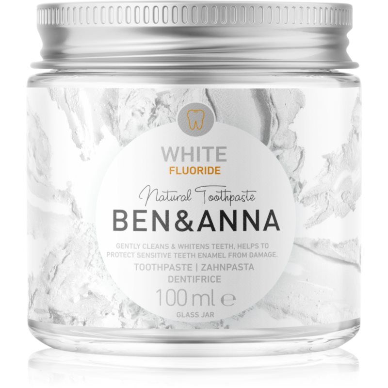 BEN&ANNA Natural Toothpaste White Fluoride fogkrém üvegtégelyben fluoriddal 100 ml-Ár