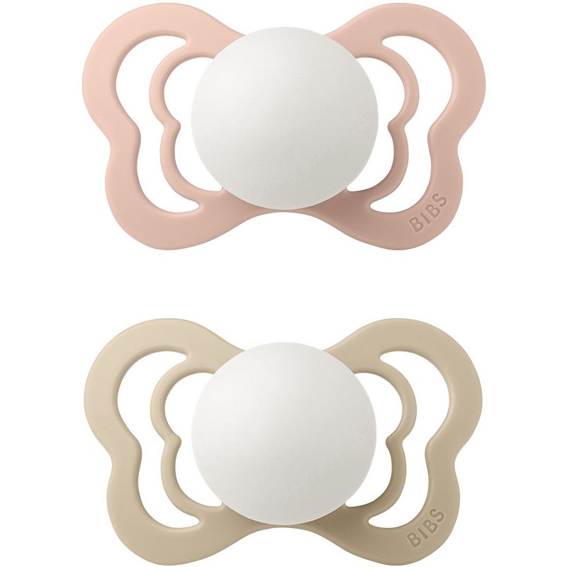 BIBS Couture Glow Silicone Size 2: 6+ months cumi Blush / Vanilla 2 db-Ár