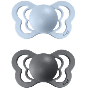 BIBS Couture Natural Rubber Size 1: 0+ months cumi Iron / Baby Blue 2 db-Ár