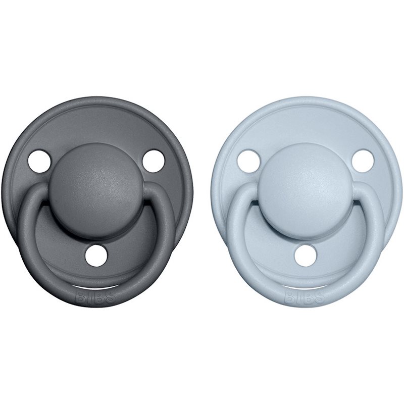 BIBS De Lux Natural Rubber Size 2: 6+ months cumi Iron / Baby Blue 2 db-Ár