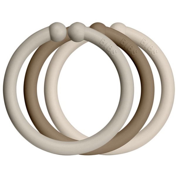 BIBS Loops akasztókarikák Sand / Dark Oak / Vanilla 12 db-Ár