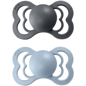 BIBS Supreme Natural Rubber Size 2: 6+ months cumi Iron / Baby Blue 2 db-Ár