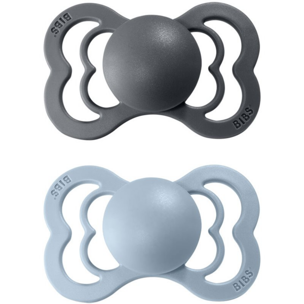 BIBS Supreme Natural Rubber Size 2: 6+ months cumi Iron / Baby Blue 2 db-Ár