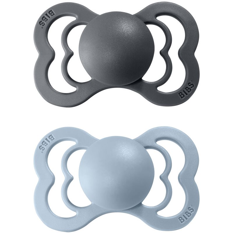BIBS Supreme Natural Rubber Size 2: 6+ months cumi Iron / Baby Blue 2 db-Ár
