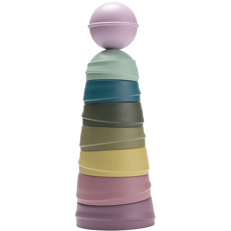 BIBS Wobbly Tower toronyépítő játék Bright Rainbow 6 m+ 8 db-Ár