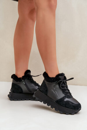 BIG STAR SHOES Bőr Sneakers Csizma Nőknek Szőrrel Platformon Big Star