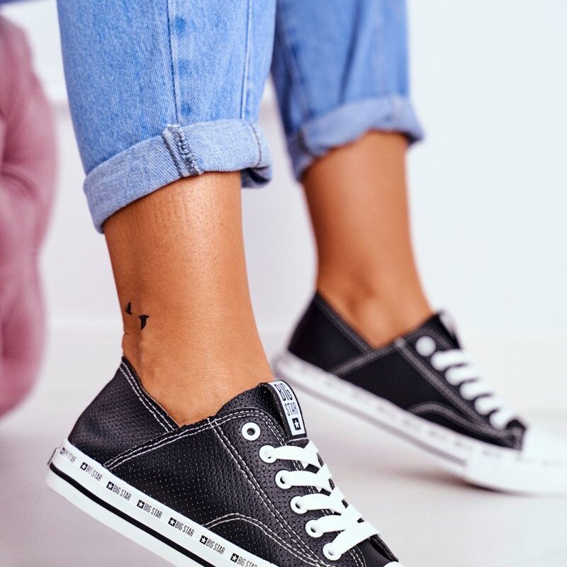 BIG STAR SHOES Női Big Star áttört tornacipő fekete